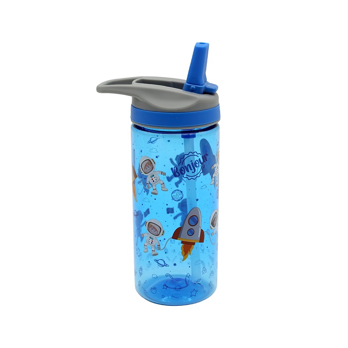 Bonjour Tritan Water Bottle With Flip Top Sipper 440ml - Blue Spaceman