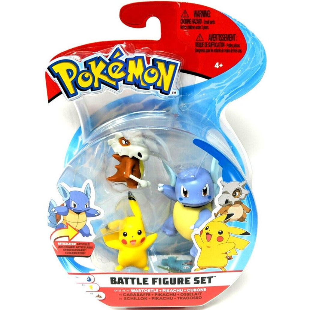 Pokemon Battle Figure Set Wartortle Pikachu Cubone