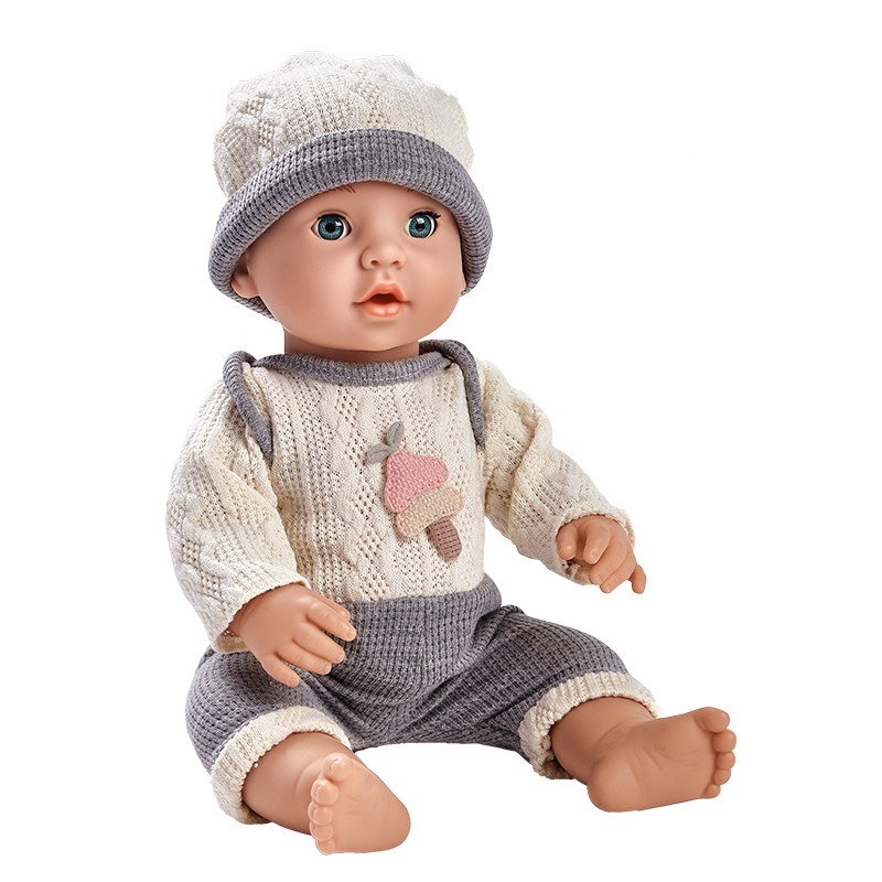 Wander Long Baby Doll With Gray and White Jumpsuit 16 inch