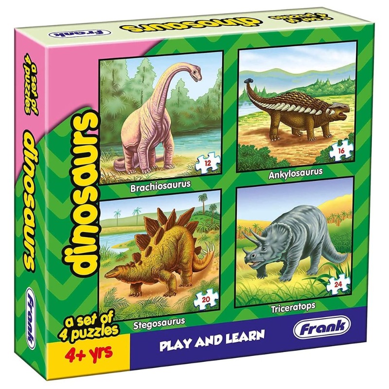 Frank Dinosaurs Pack of 4 Puzzles - 72pcs