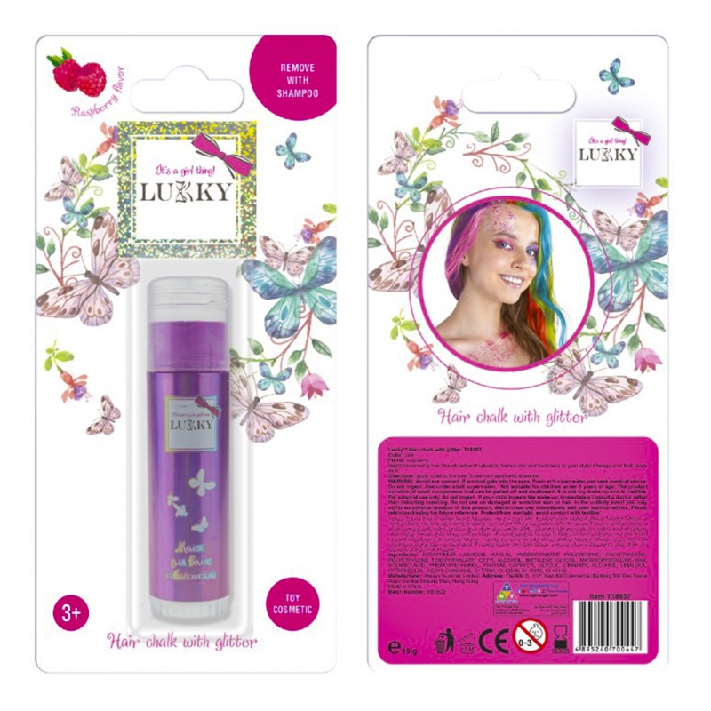 Lukky Hair Chalk With Glitter Raspberry Flavor Purple10 G