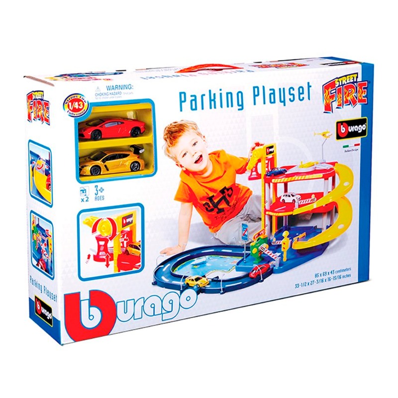 Bburago - Street Fire Parking Playset with 2 cars