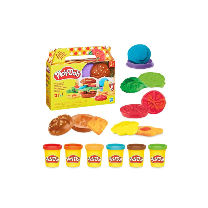 Play Doh Grill Fun Playset Play Kitchen Toys For Kids - 6 Colors