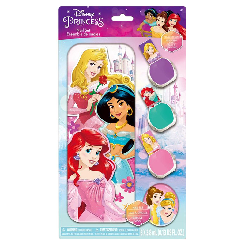Disney Princess Pack of 3 Nail Polish With Tin Case