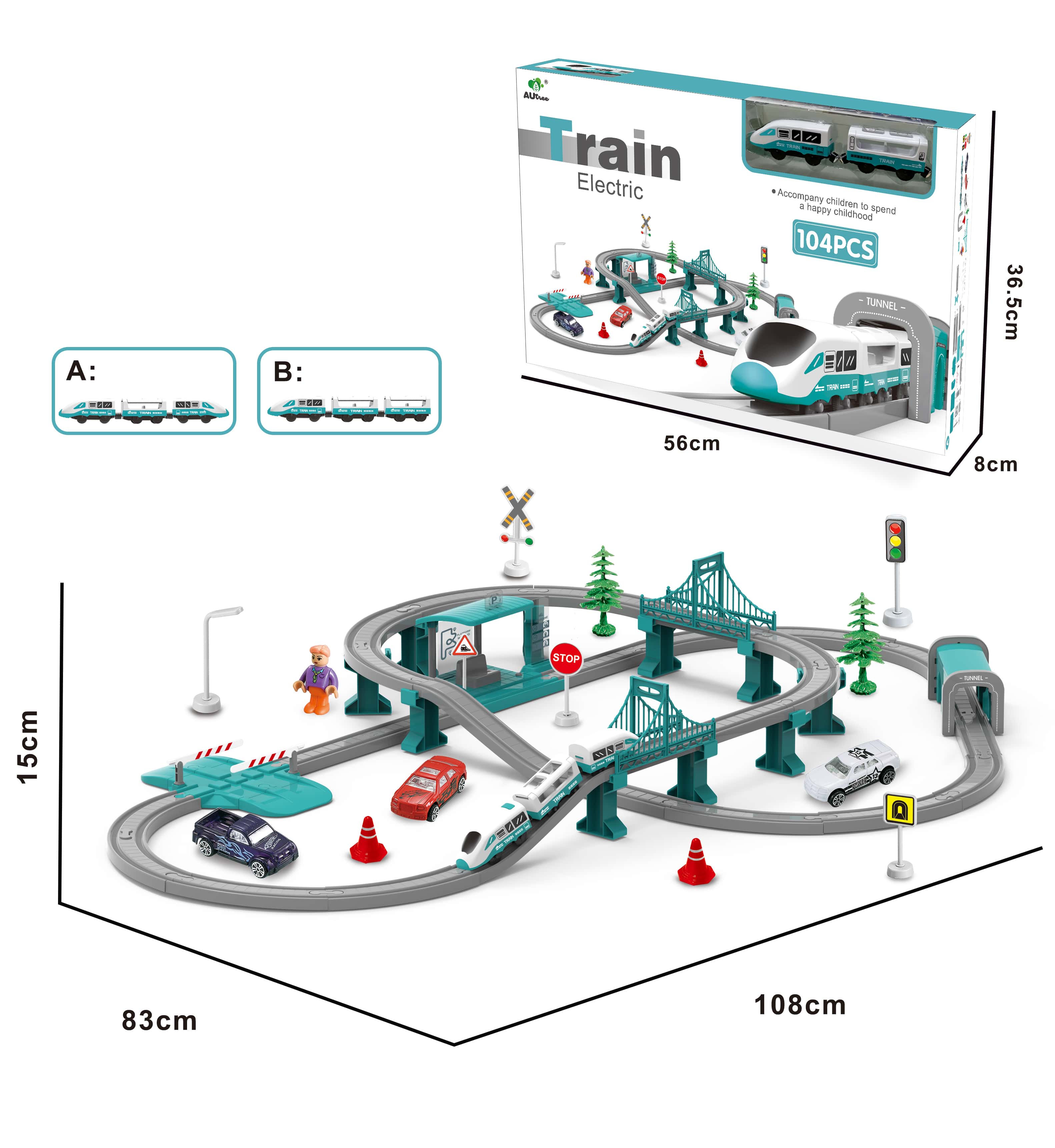 Railway Electric Train 104 Pcs - Green