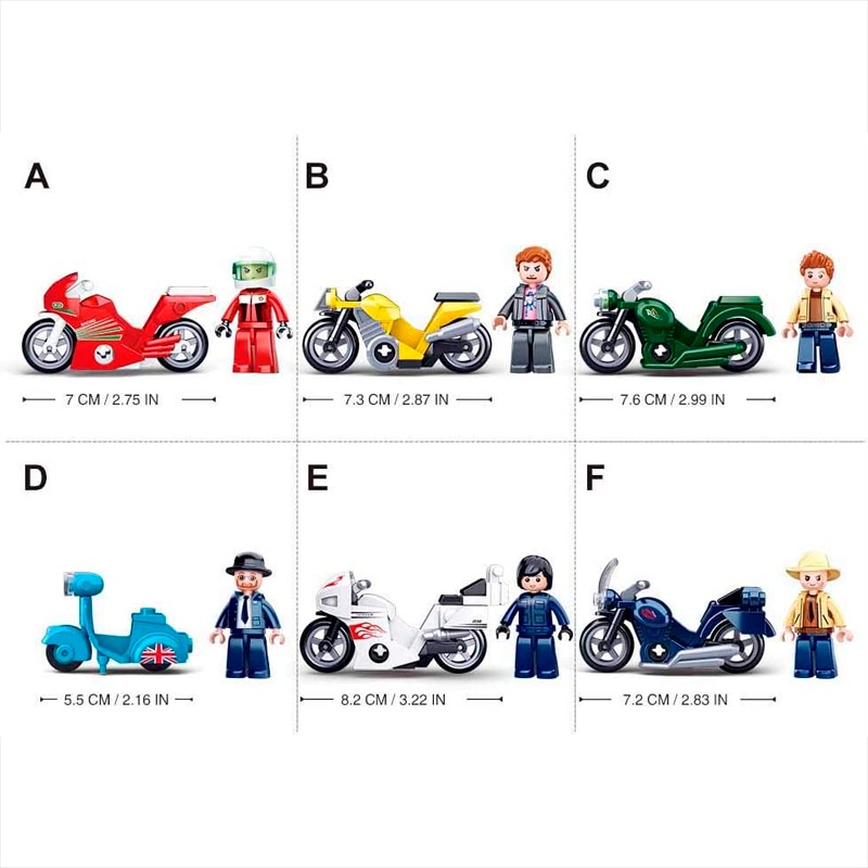 Sluban Motorcycle Display Box 6Into1 Building Kit