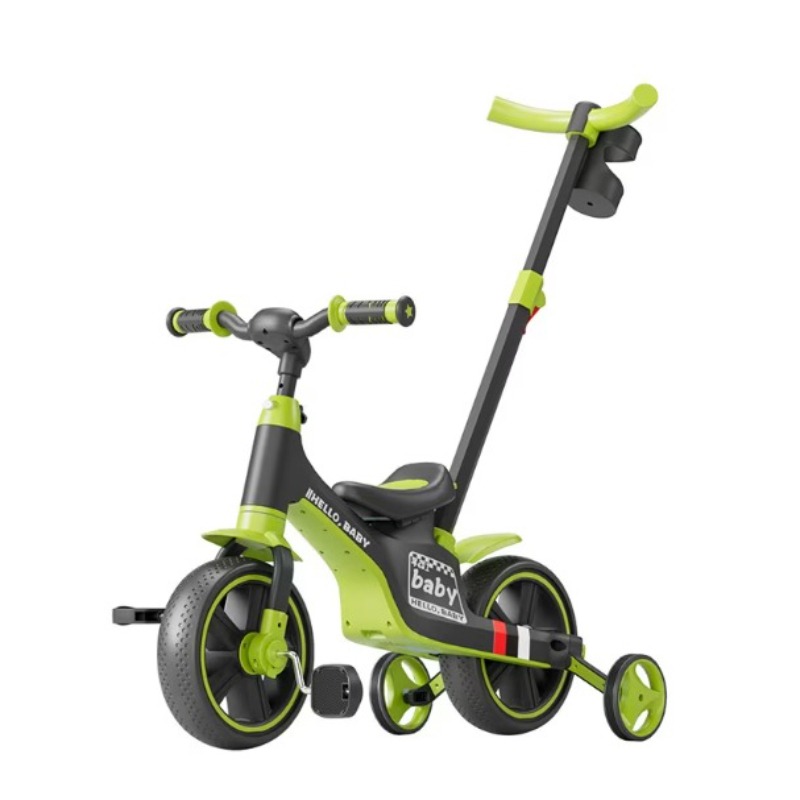 Tobbi Kids 3 in 1 Tricycle With Parent Push Handle- Green