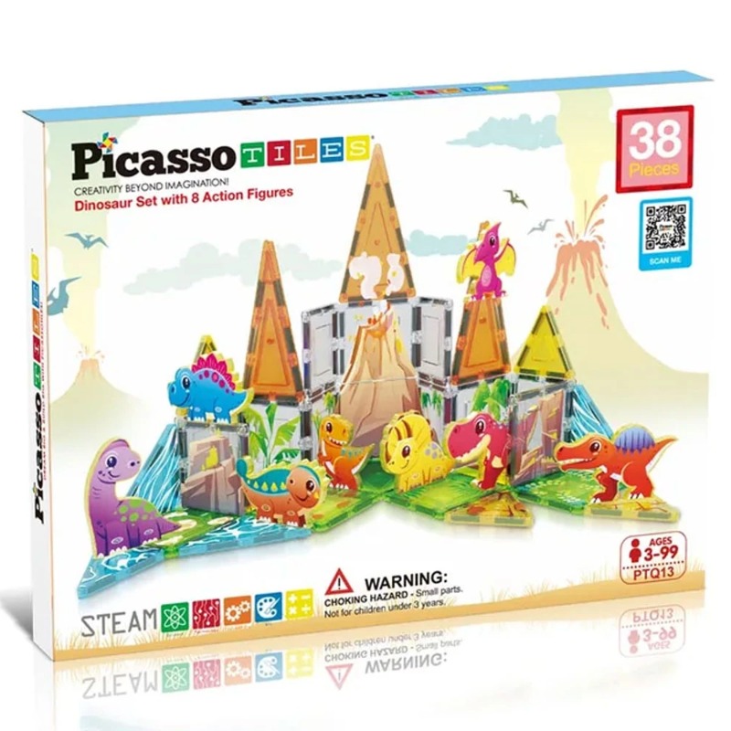 Picasso Magnetic Tiles Dino Set – 38 Pieces
