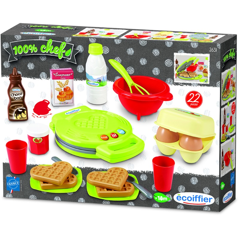 Ecoiffier Waffle Iron Maker Pretend Toy Set - 22Pcs