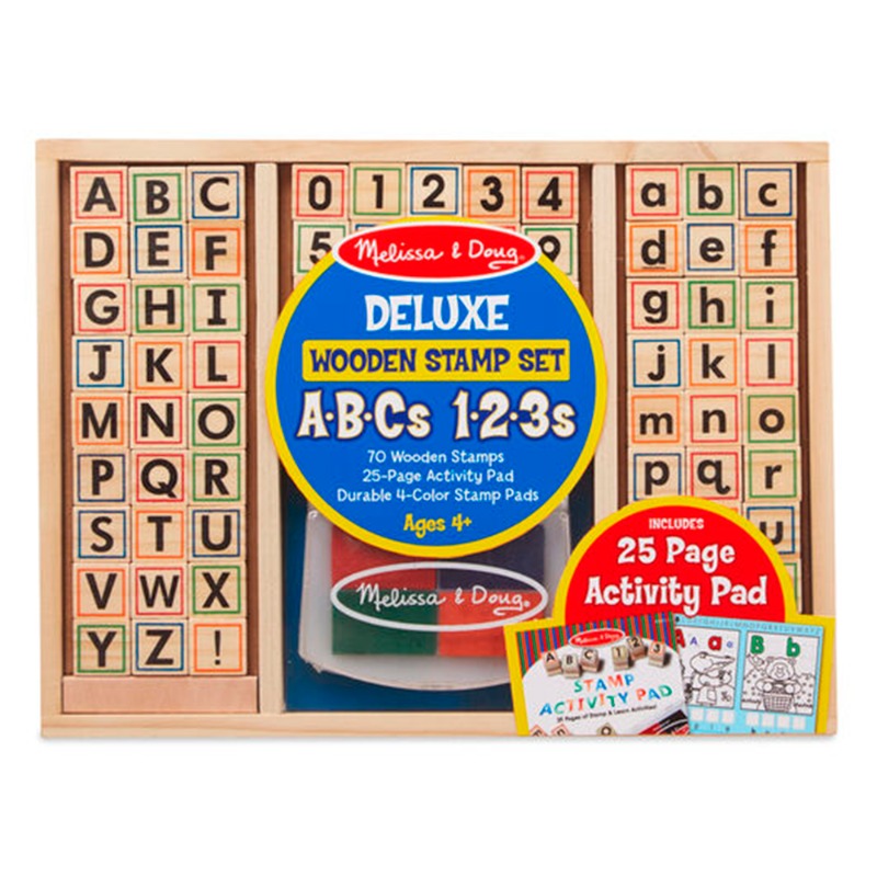 Melissa and Doug Deluxe Wooden Stamp Set - ABCs 123s