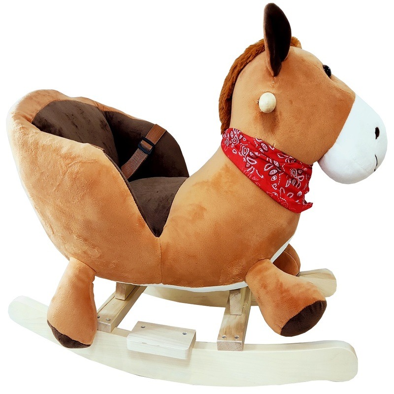 Wooden Rocking Horse With Seat - Light Brown