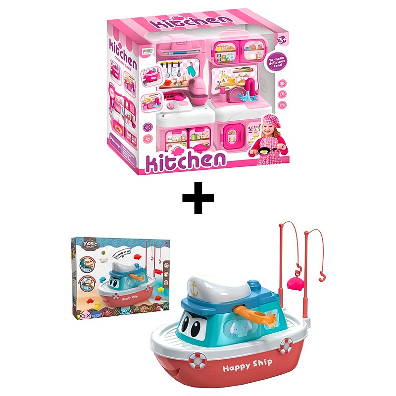 Kitchenware Set With Music Lights And Water + Magic Dough Colored Mud Bundle