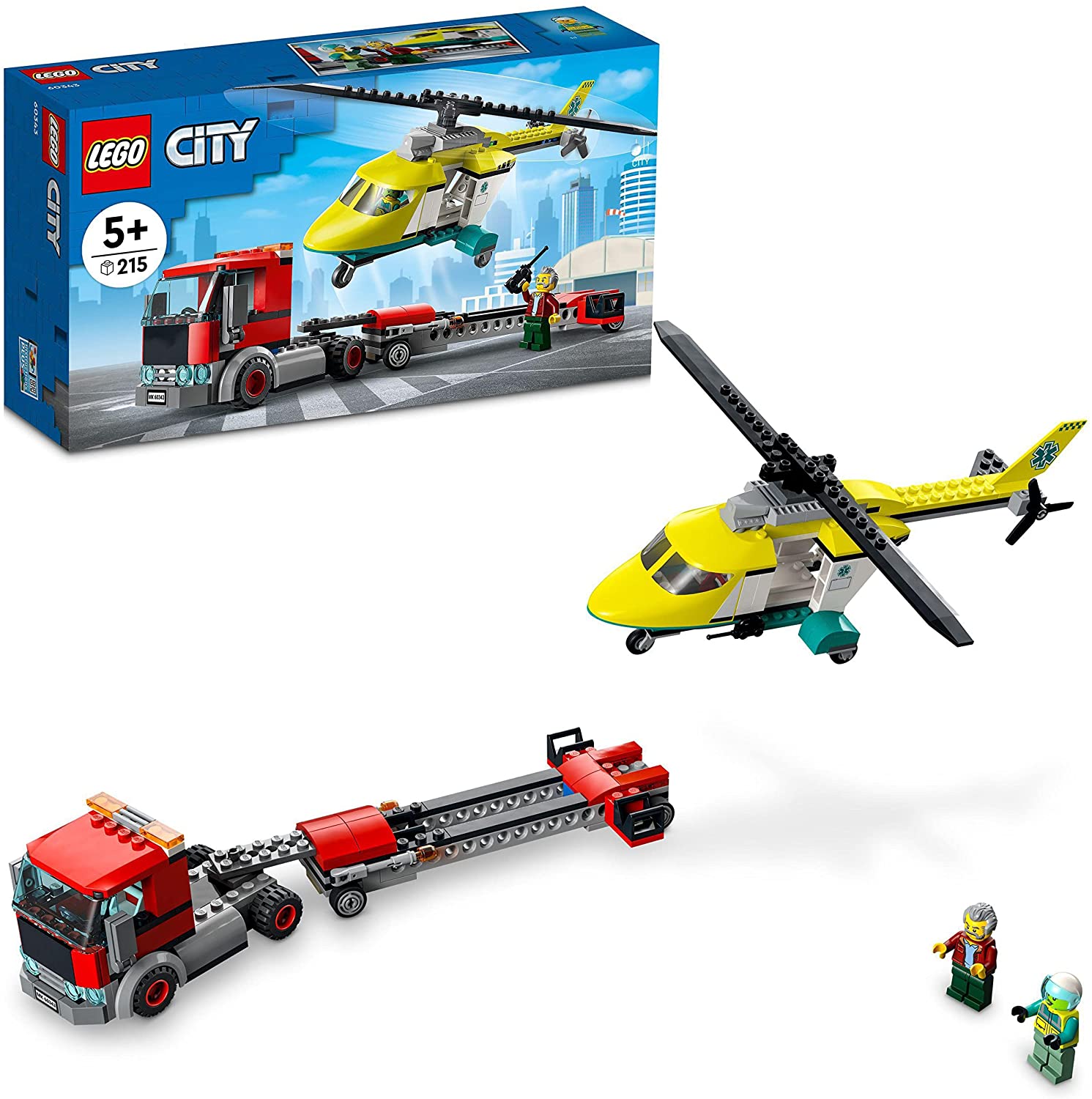 Lego City Rescue Helicopter Transport Building Kit