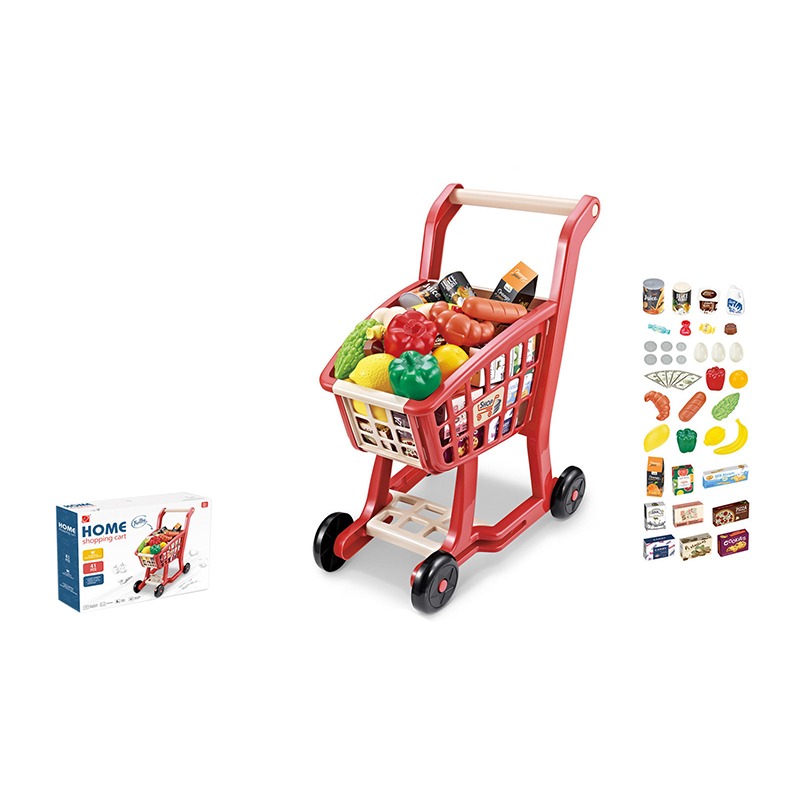 Supermarket Shopping Cart Set 41 Pcs Red