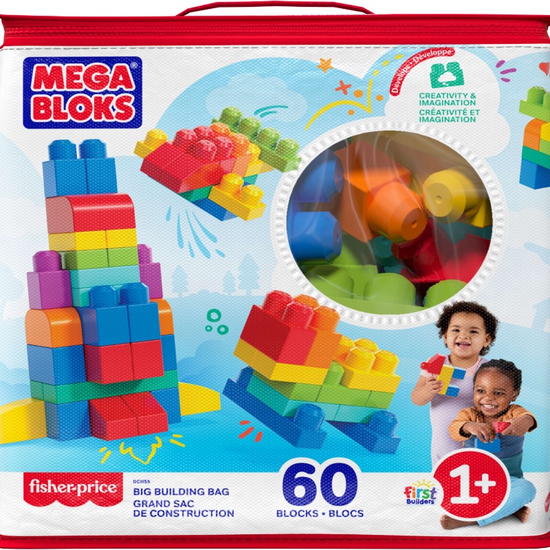 Mega Blocks Big Building Bag 60 Pieces - Blue