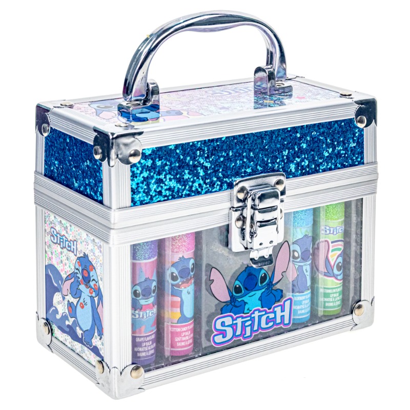 Disney Stitch – 4 Pack Lip Balm with Train Case