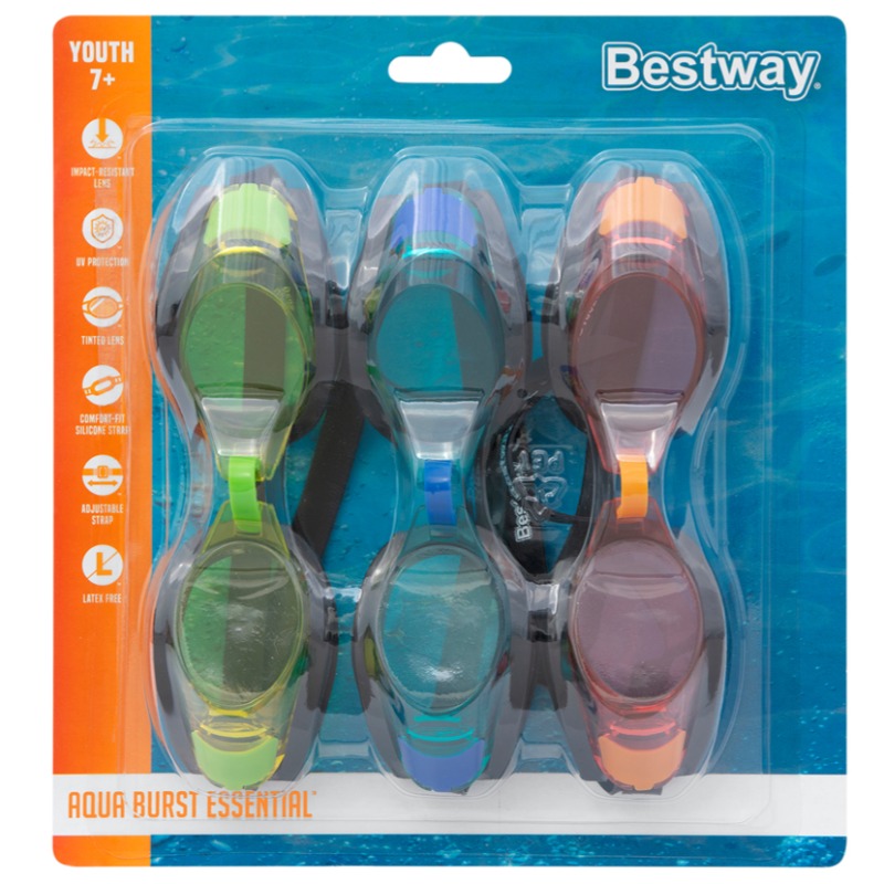 Bestway Aqua Burst Essential Swimme Swim Goggles - 3 Pcs