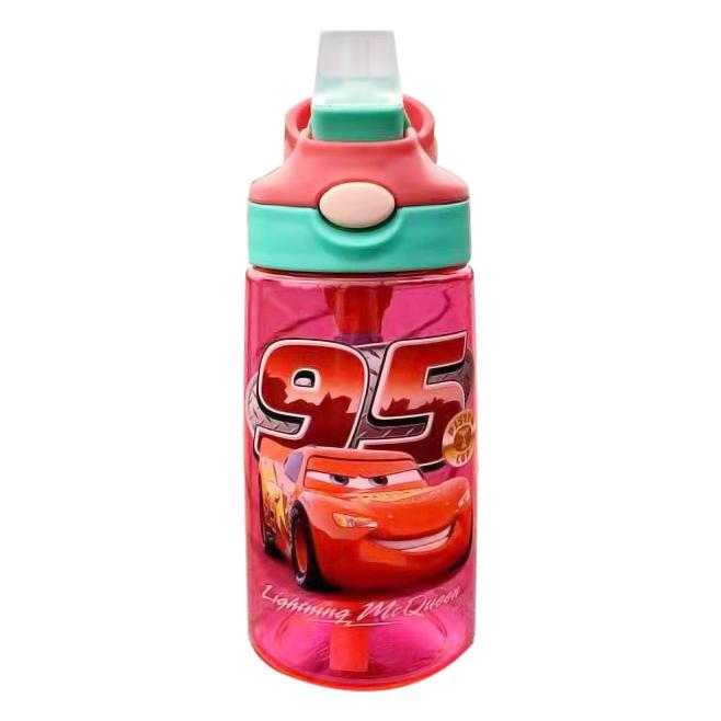 Bonjour Kids Water Bottle Toddler Cup With Straw Spill Leakproof 400ml - Red Car