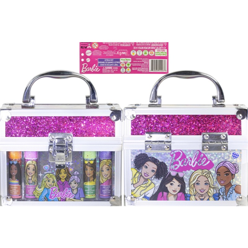 Barbie 4 PK Lip Balm with Train Case
