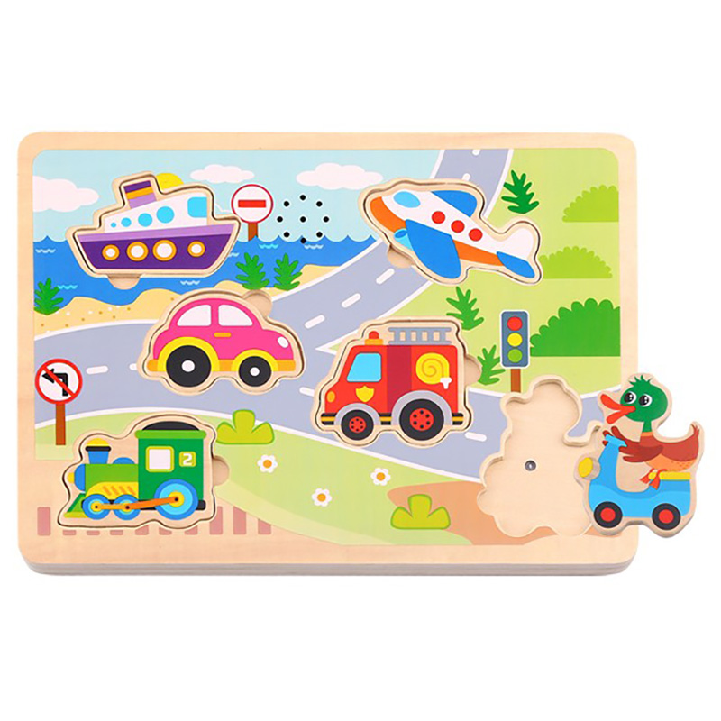 Tooky Toy Wooden Sound Puzzle Vehicle - 7 Pcs