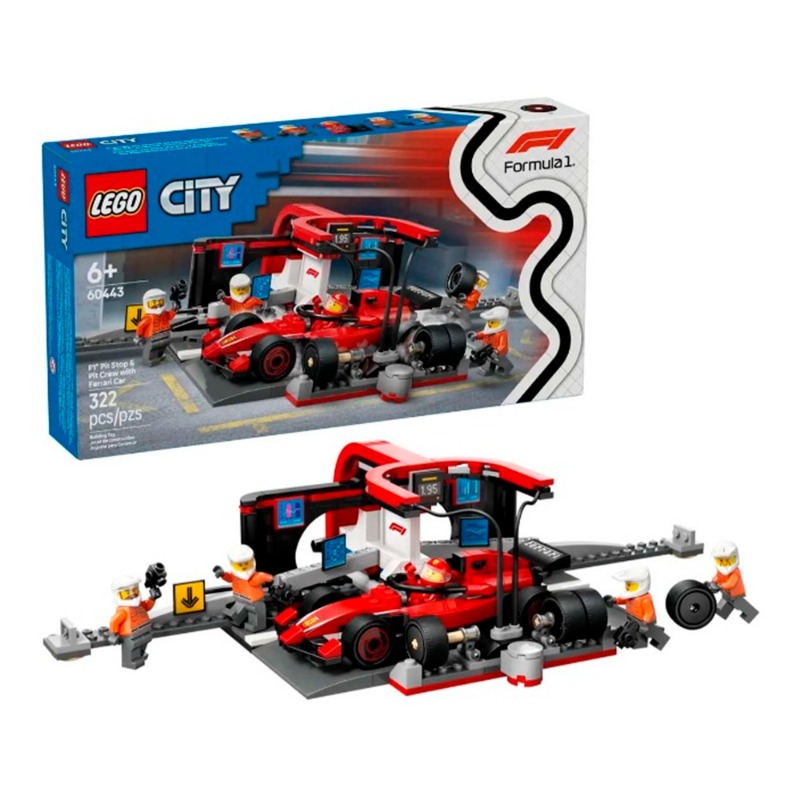 Lego City F1 Pit Stop & Pit Crew With Ferrari Car Racing Vehicle Toy 60443