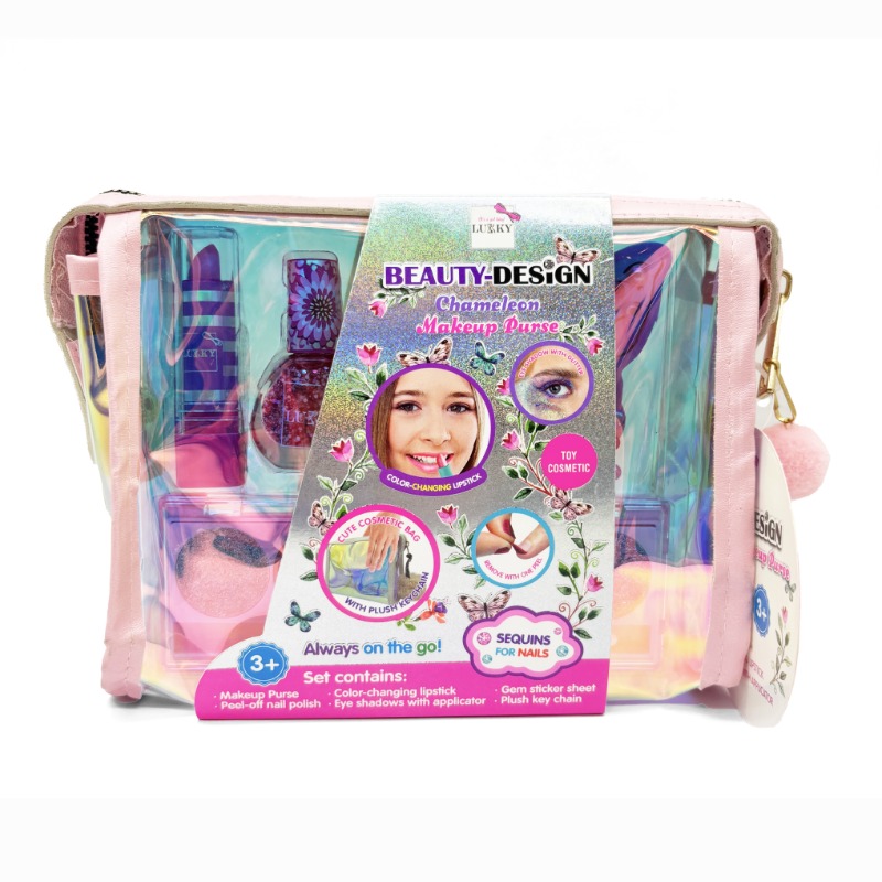 Lukky Beauty Design Small Cosmetic Case With Plush Key Chain
