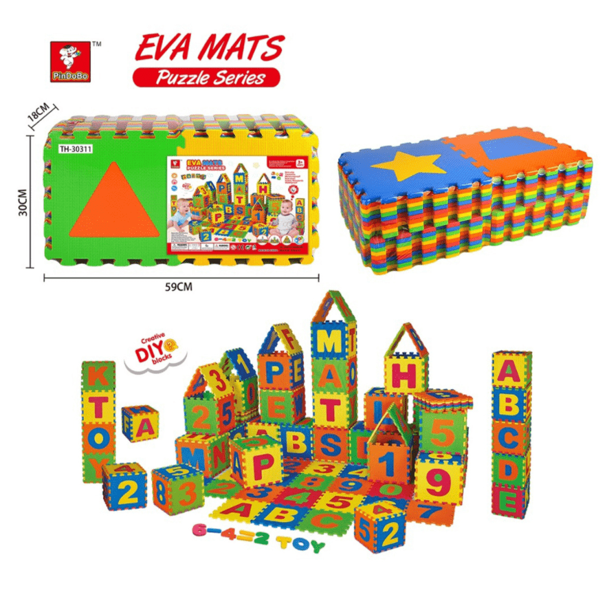Eva Mats Digital Geometry Floor Mat Puzzle 36Pcs