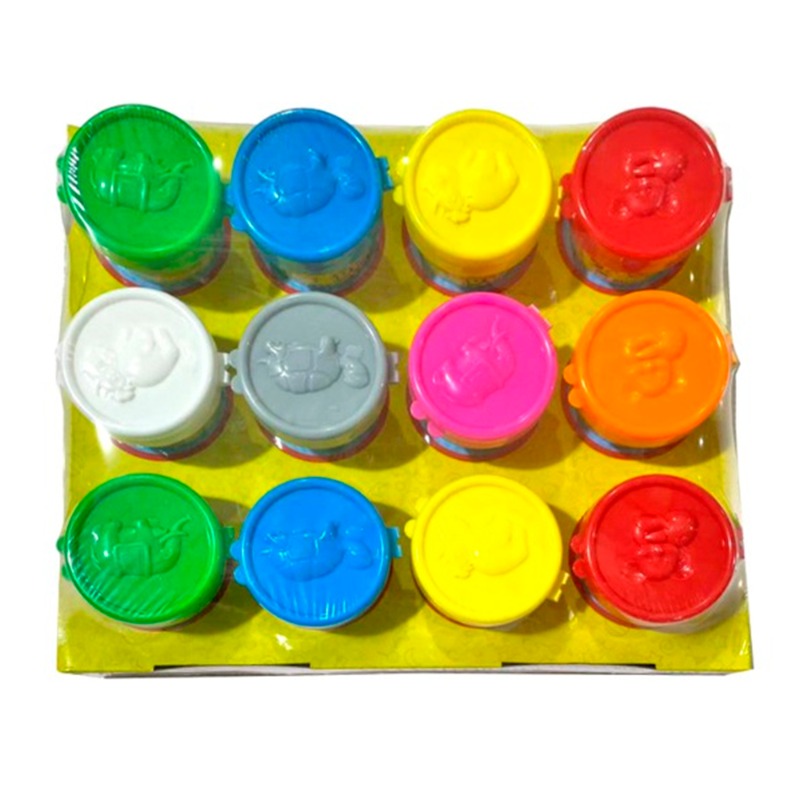 Do Dough Single Cup With Clay Mold- 12 Pcs Assorted Colors