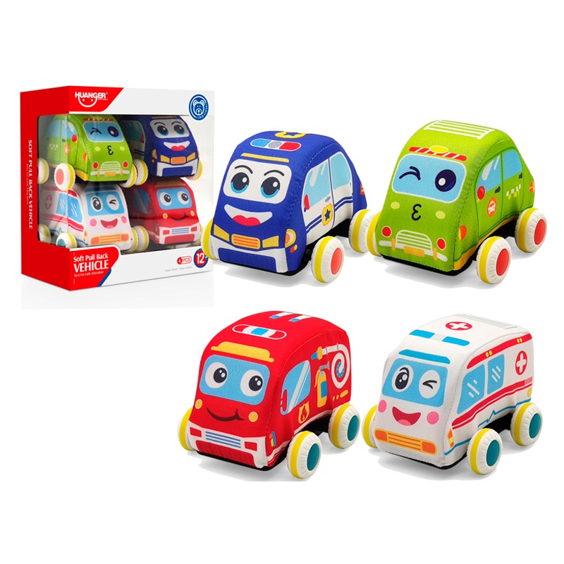 Play And Learn Infant Soft Pull Pack Vehicle 4 Pcs