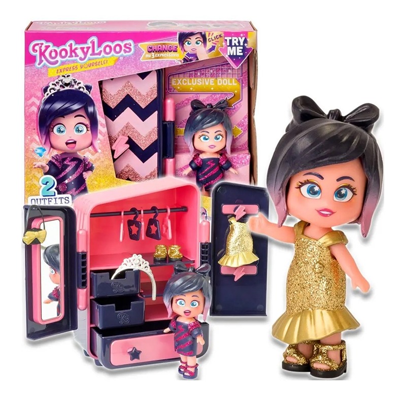 Kookyloos AVa Wardrobe Doll Play Set - Face Swapping Dolls