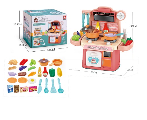 Kitchen Set With Light And Music 26 pcs - Pink