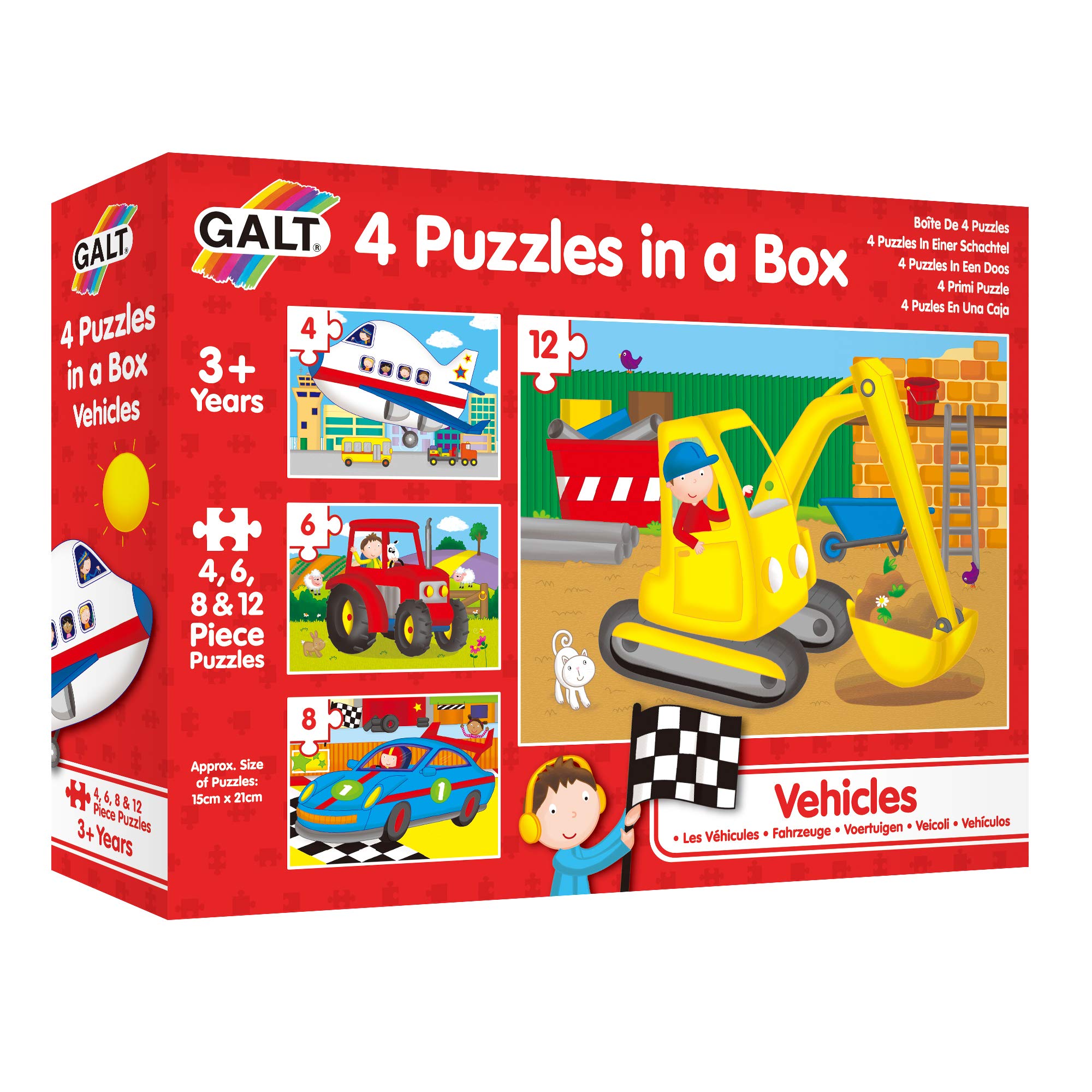 Galt 4 Puzzles In A Box - Vehicles