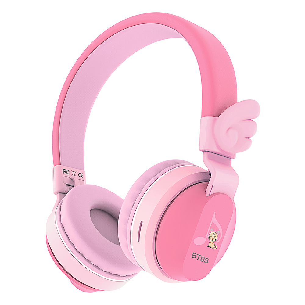 Riwbox Angle Wings Bluetooth Headphones Pink Red