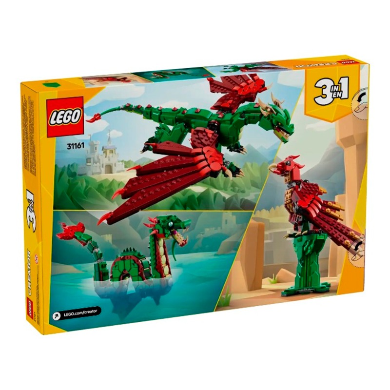 Lego Creator 3 in 1 Medieval Dragon Creature Toy Playset 31161