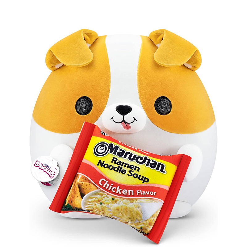 Snackles Medium - Corgi Holding Plush Maruchan Noodle Soup
