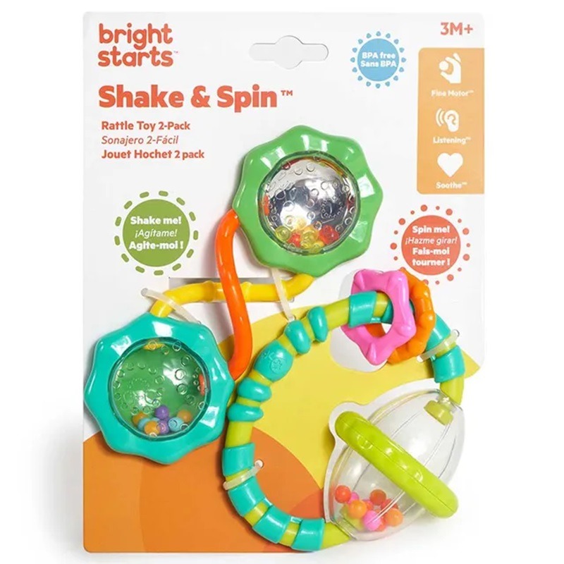 Bright Starts Shake & Spin Rattle & Teether Set - 2 Pcs