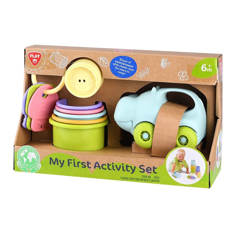 Playgo My First Activity Set (Stack Cup + Keychain + Hippo Car)