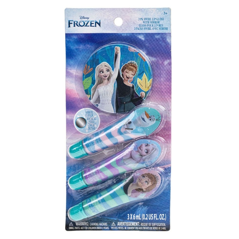 Disney Frozen 3 Pk Swirl Lip Gloss With A Mirror