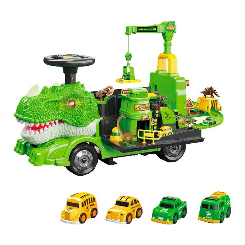 Dinosaur Truck Ride On Car with Sounds and Lights - Green