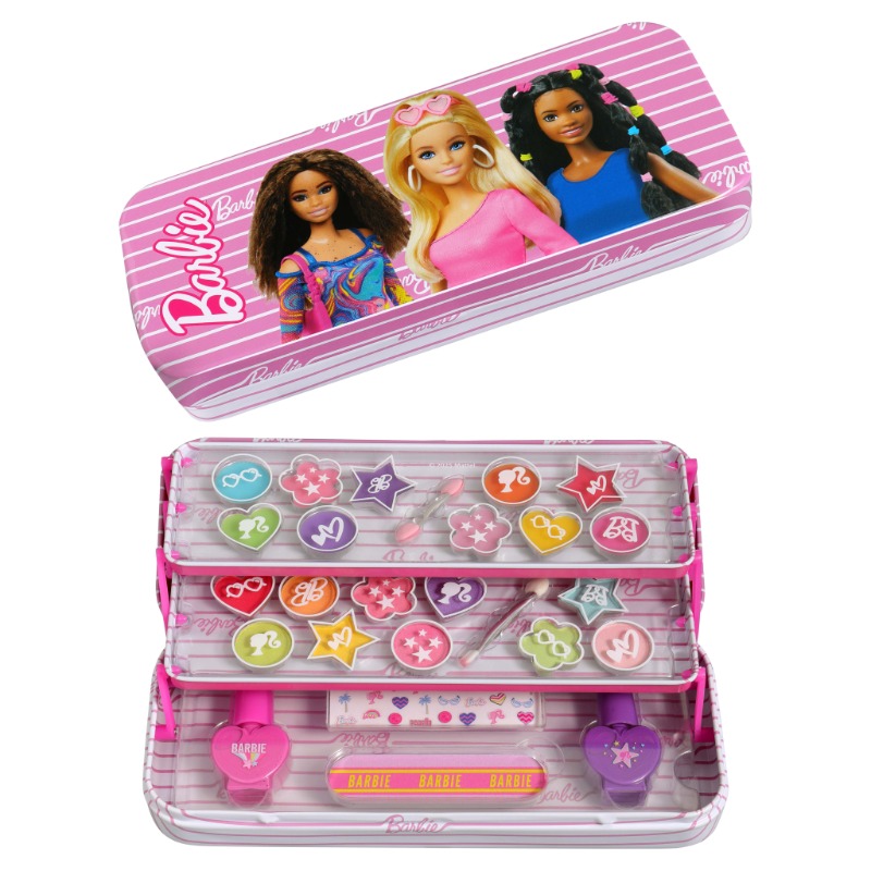 Barbie Makeup Tin with 3 Folding Trays