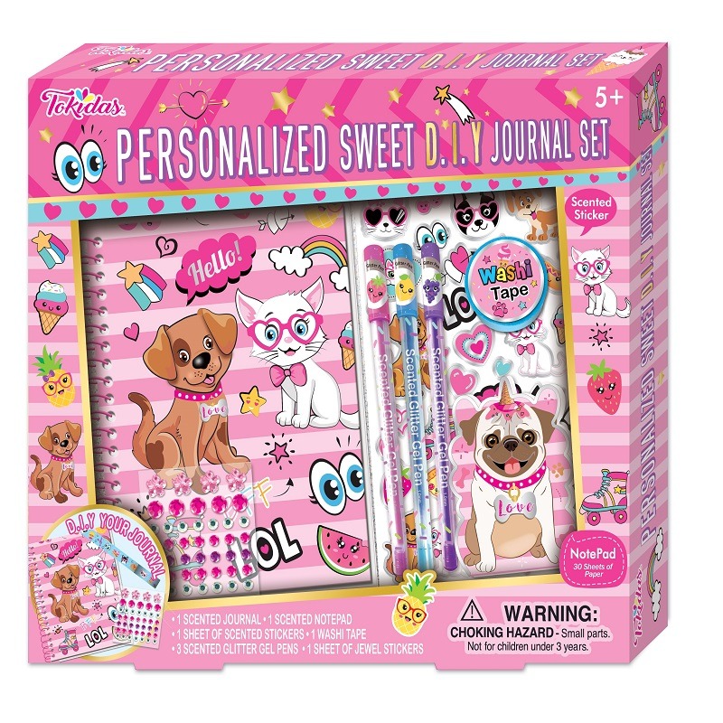 Tokidas Girls Personalized Sweet Journal Set With Puppy Graphics