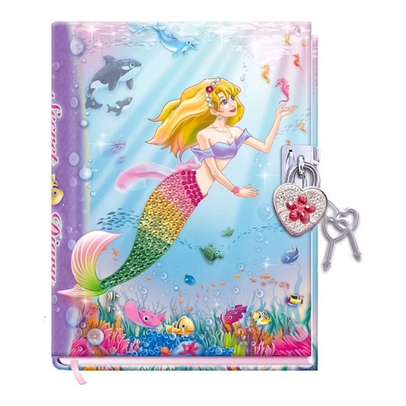 Diary Pad With Heart Shaped Lock - Mermaid