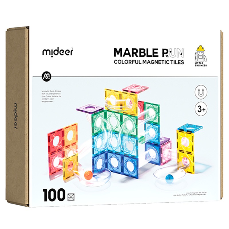 Mideer Colorful Magnetic Tiles - Marble Run 100Pcs