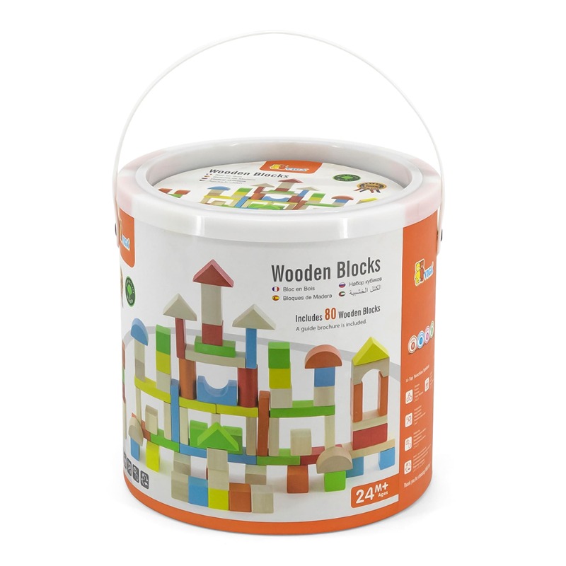 VIGA Wooden Blocks Playset - 80 Pcs
