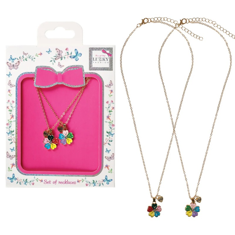 Lukky Fashion 2 Necklace Sets BFF 4 Petals Flowers