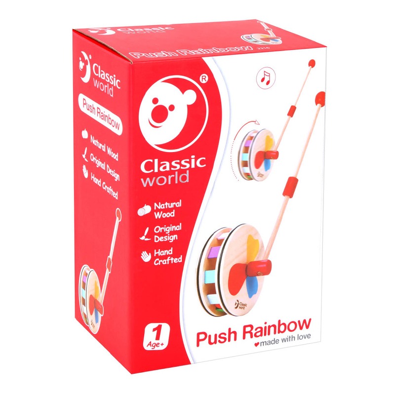 Classic World Wooden Push Figure Rainbow Wheel