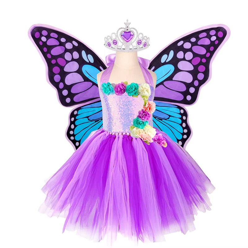 Veitch Electric Butterfly Wings Dress - Purple