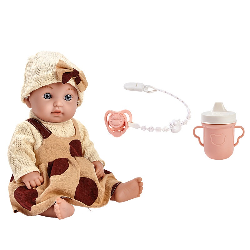 Wander Long Baby Doll In Brown and Beige Dress With Care Tools 12 inch