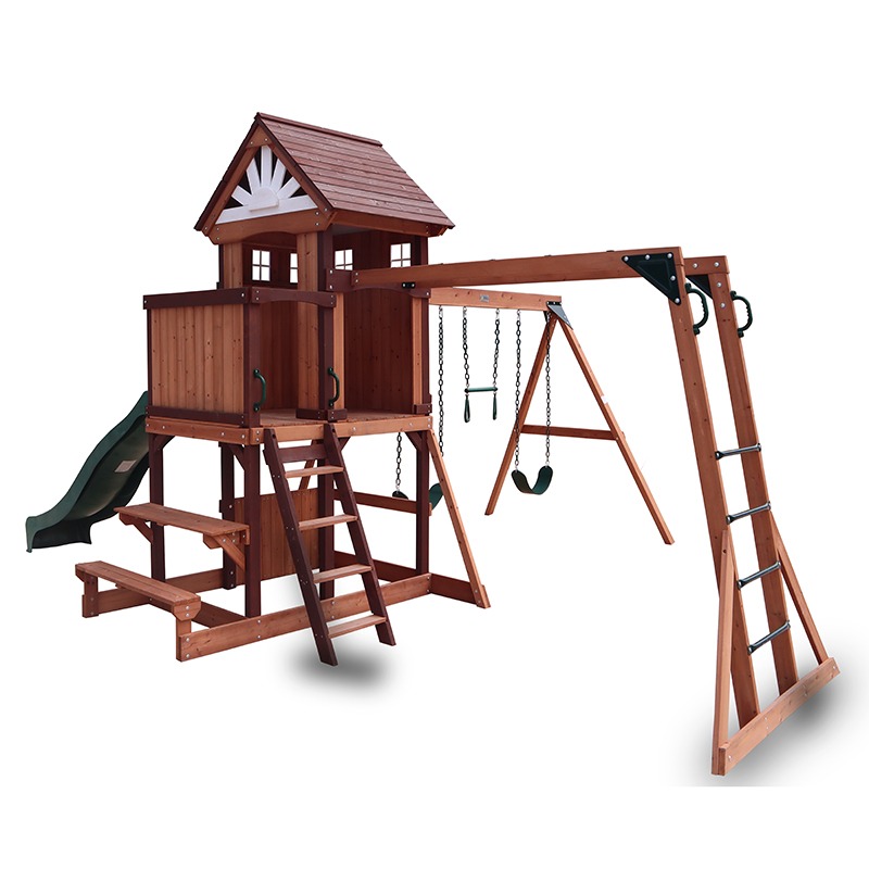 Mountpeak Vinson Massif Swing Set and Playhouse with Wooden Roof