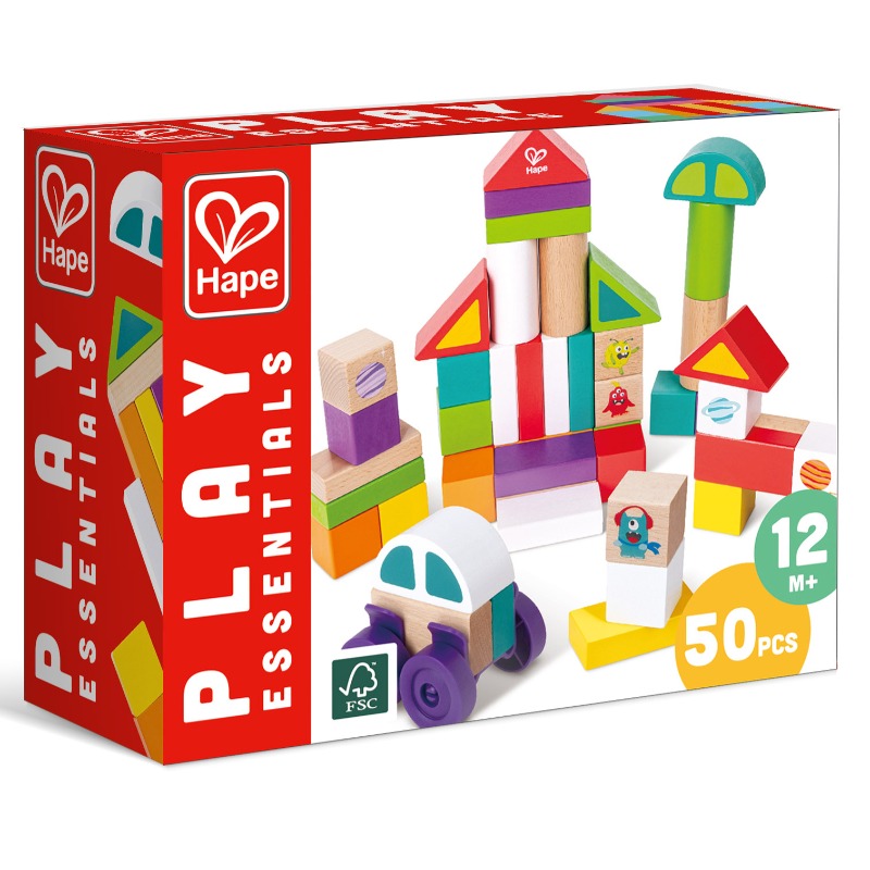 Hape Space Monster Wooden Stacking Block Set - 50pcs